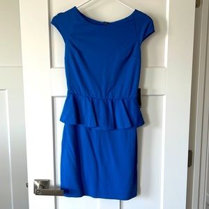Royal blue Express dress w/peplum waist. Size 0. NWT.